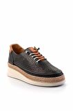 Siyah Hakiki Deri Kadın Espadril K01331036203