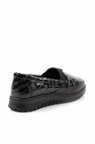 Siyah Kroko Hakiki Deri Kadın Casual Ayakkabı K01331750011