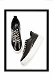 Siyah Kırışık Rugan  Kadın Sneaker K01345016008