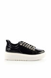 Siyah Kırışık Rugan  Kadın Sneaker K01345016008