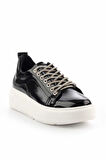 Siyah Kırışık Rugan  Kadın Sneaker K01345016008