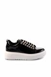 Siyah Kırışık Rugan  Kadın Sneaker K01345116008