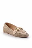 Bej Hasır  Kadın Loafer Ayakkabı K01362245528