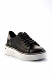 Siyah Platin Simli  Kadın Sneaker K01377023609