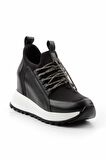 Siyah Siyah Streç  Kadın Sneaker K01413055609