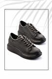 Siyah Platin Taşlı  Kadın Sneaker K01449057609
