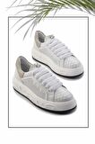 Beyaz Hakiki Deri Kadın Sneaker K01459702103