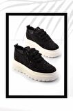 Siyah Örgü  Kadın Sneaker K01459301816