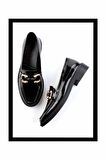 Siyah Kırışık Rugan  Kadın Loafer Ayakkabı K01474091308