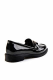 Siyah Kırışık Rugan  Kadın Loafer Ayakkabı K01474091908
