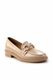 Bej Kırışık Rugan  Kadın Loafer Ayakkabı K01474091308