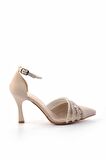 Mat Bej Saten  Kadın Abiye Ayakkabı K01471060538