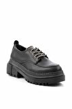 Siyah Platin Taşlı  Kadın Loafer Ayakkabı K01503741709