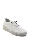 Beyaz Hakiki Deri Kadın Casual Ayakkabı K01523021203