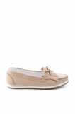 Bambi Bej Hakiki Deri Kadın Loafer Ayakkabi K01529620703