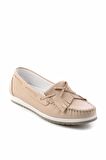 Bambi Bej Hakiki Deri Kadın Loafer Ayakkabi K01529620703