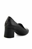 Bambi Siyah Hakiki Deri Kadın Klasik Topuklu Ayakkabi K01531199103