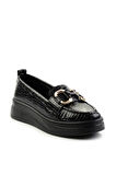 Siyah Rugan Kroko  Kadın Loafer Ayakkabı K01536194511