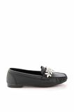Bambi Siyah Saten  Kadın Loafer Ayakkabi K01542166738