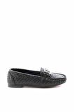 Bambi Siyah Baski Detayli  Kadın Loafer Ayakkabi K01542166410