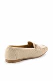 Bambi Bej Baski Detayli  Kadın Loafer Ayakkabi K01542166410