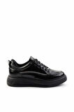 Siyah Kırışık Rugan  Kadın Sneaker K01566004608