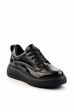 Siyah Kırışık Rugan  Kadın Sneaker K01566004608
