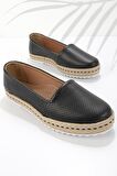 Bambi Siyah Hakiki Deri Kadın Espadril K01582012603