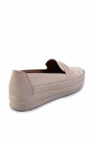 Bej Lame Taşlı  Kadın Loafer Ayakkabı K01621073009
