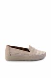 Bej Lame Taşlı  Kadın Loafer Ayakkabı K01621073009