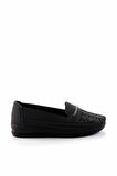 Siyah Platin Taşlı  Kadın Loafer Ayakkabı K01621073009