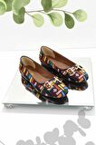 Bambi Siyah Nakisli  Kadın Loafer Ayakkabi K01641167082