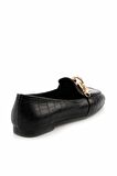 Bambi Siyah Kroko  Kadın Loafer Ayakkabi K01641166211