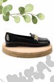 Bambi Siyah Rugan  Kadın Loafer Ayakkabi K01641165508