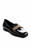 Bambi Siyah Rugan  Kadın Loafer Ayakkabi K01641165508