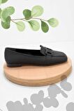 Bambi Mat Siyah  Kadın Loafer Ayakkabi K01641165709