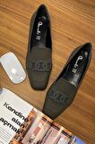 Bambi Mat Haki  Kadın Loafer Ayakkabi K01641165709