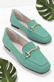 Bambi Mat Yesil  Kadın Loafer Ayakkabi K01641165409