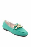 Bambi Mat Yesil  Kadın Loafer Ayakkabi K01641166309