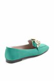 Bambi Mat Yesil  Kadın Loafer Ayakkabi K01641166309