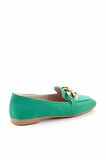 Bambi Mat Yesil Saten  Kadın Loafer Ayakkabi K01641165938
