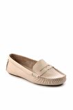 Bambi Bej Hakiki Deri Kadın Loafer Ayakkabi K01671300203