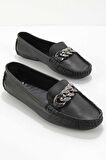 Bambi Siyah Hakiki Deri Kadın Loafer Ayakkabi K01671300403