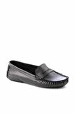Bambi Siyah Hakiki Deri Kadın Loafer Ayakkabi K01671300203