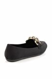 Mat Siyah Saten  Kadın Loafer Ayakkabı K01688020738