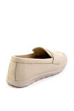 Bej Hakiki Deri Kadın Loafer Ayakkabı K01718110303