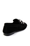 Siyah Süet Hakiki Deri Kadın Loafer Ayakkabı K01763771002