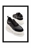 Siyah Beyaz Paraşüt  Kadın Sneaker K01791070367