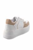 Bambi Beyaz Bej Süet  Kadın Sneaker K01836000609