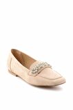 Bambi Bej Süet  Kadın Loafer Ayakkabi K01839216102